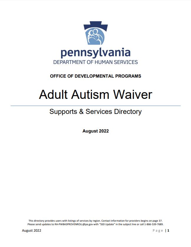 Download Adult Autism Waiver Supports & Services Directory