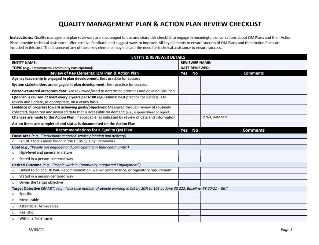 Download the QM Review Plan Checklist