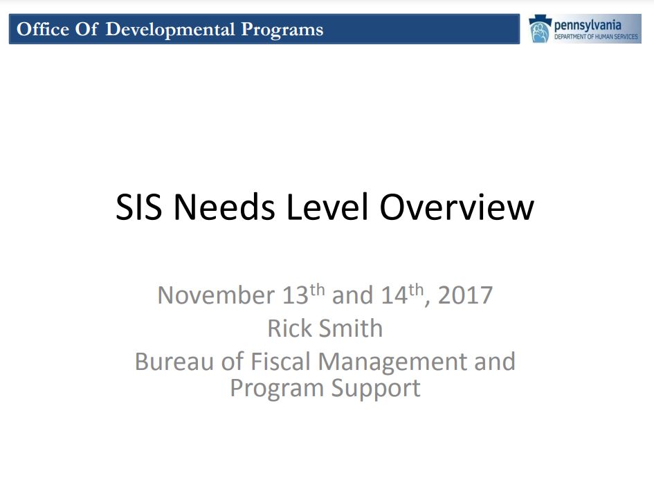 Click to view the SIS Needs Level Overview
