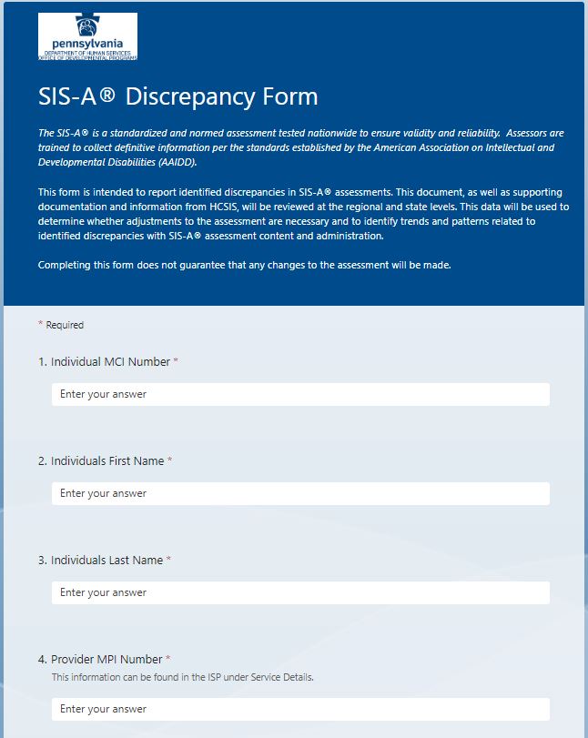Click to access the SIS-A Discrepancy Form