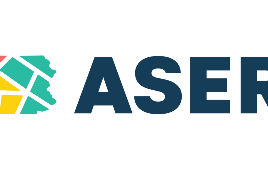ASERT Logo with a PA map colored red yellow and teal