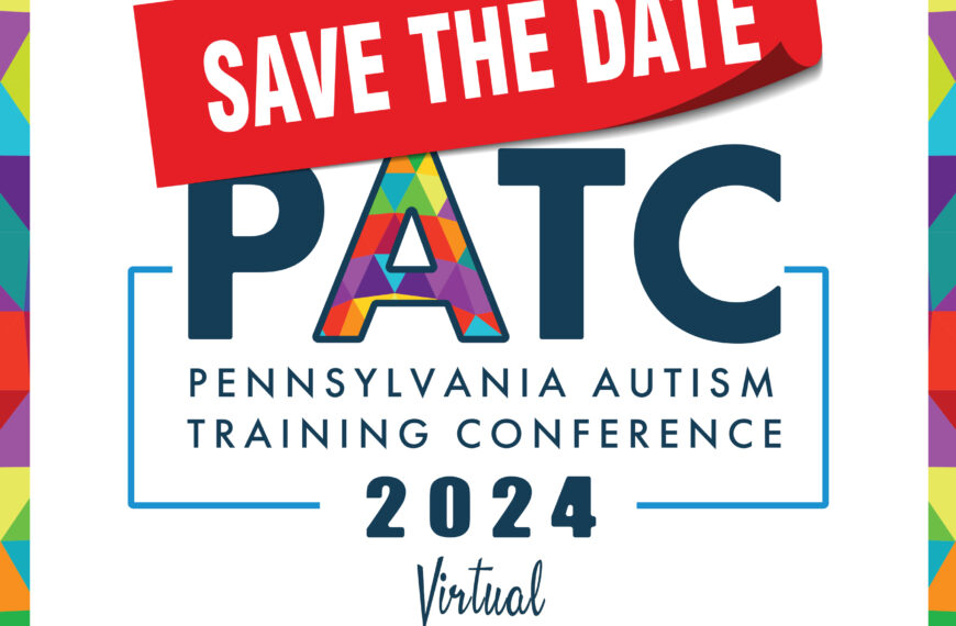 PATC logo with a colorful prismatic border. Reads, "Save the date. PATC Pennsylvania Autism Training Conference 2024. Virtual. Nov 5 - Nov 7."