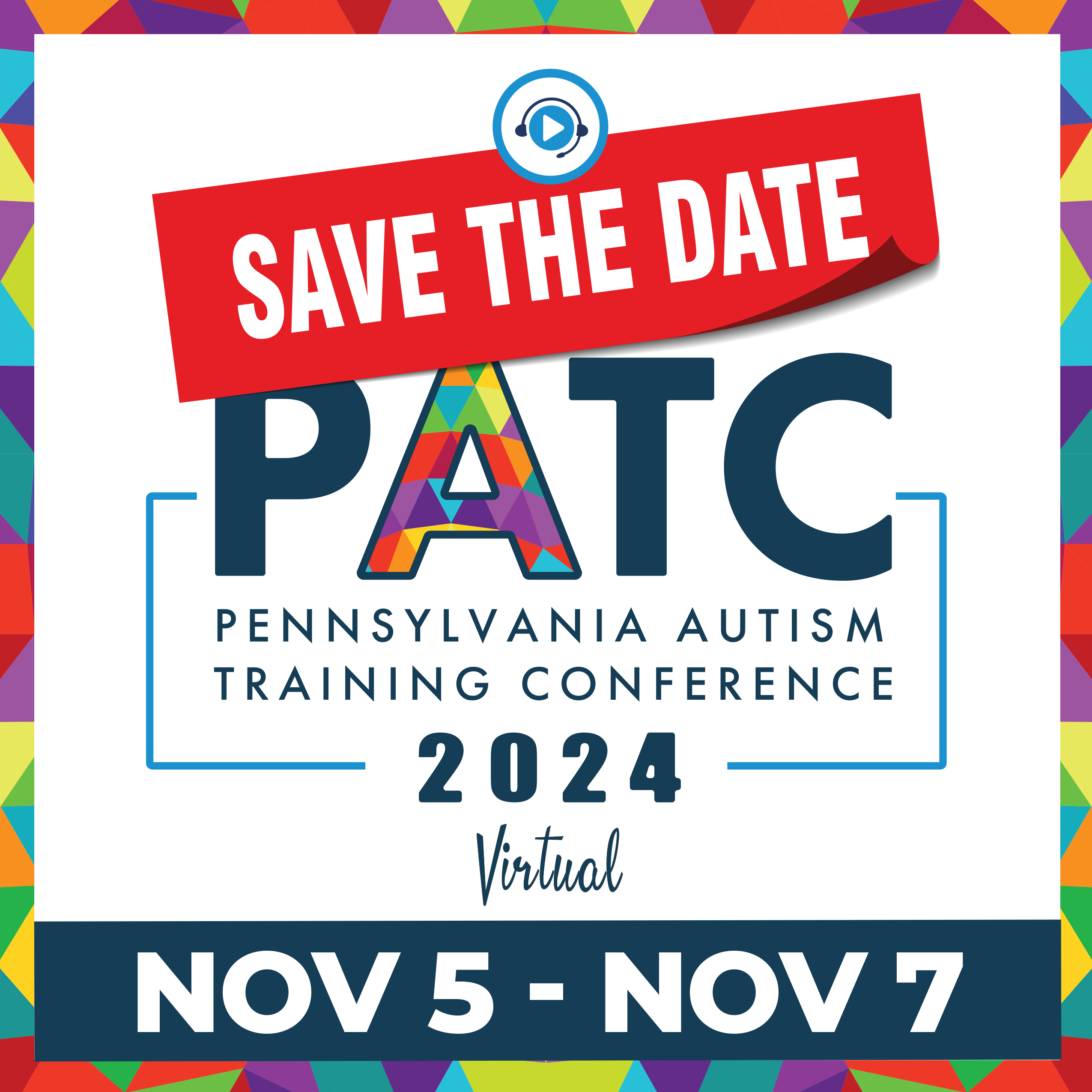 PATC logo with a colorful prismatic border. Reads, 