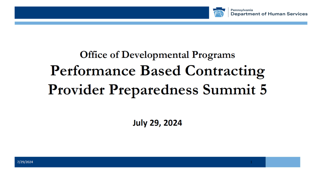 Performance Based Contracting Provider Preparedness Summit 5