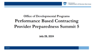 Performance Based Contracting Provider Preparedness Summit 5