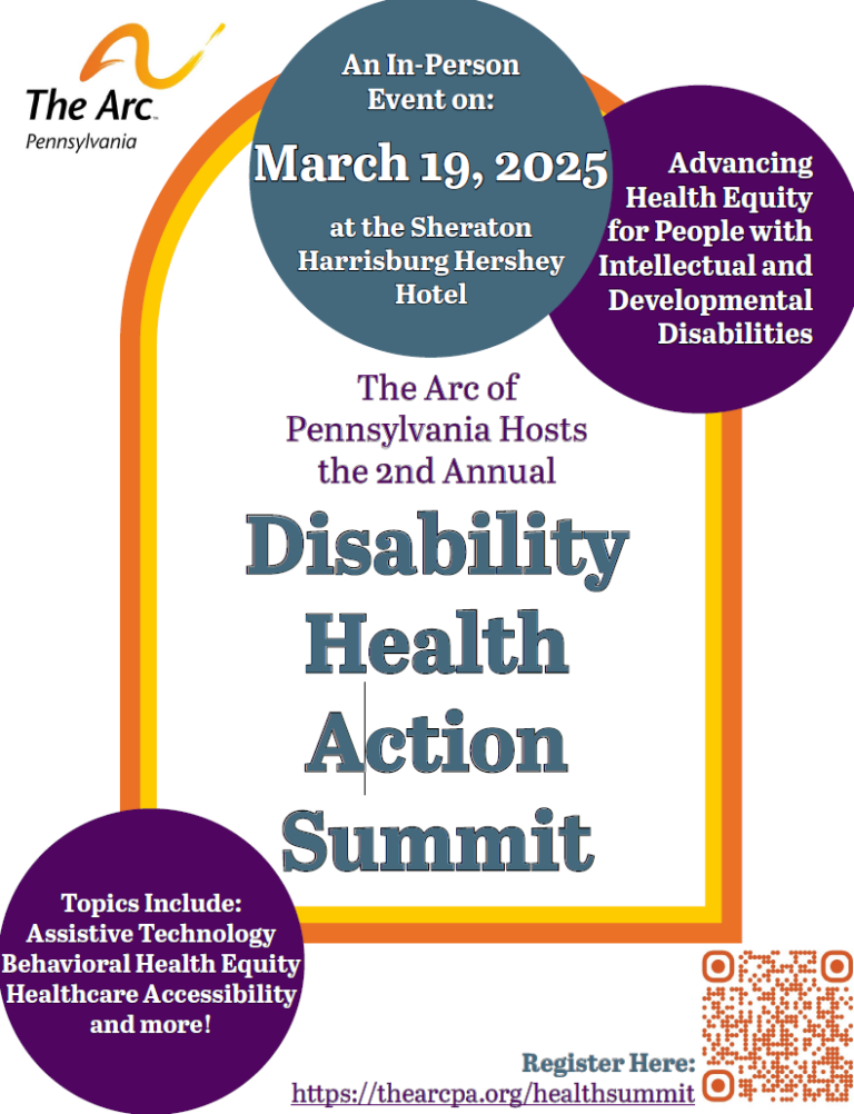 Flier for the Arc Disability Health Action Summit