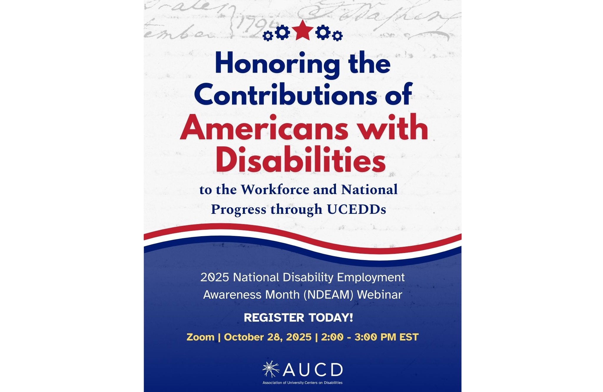 Flyer graphic advertising the webinar: "Honoring the Contributions of Americans with Disabilities"