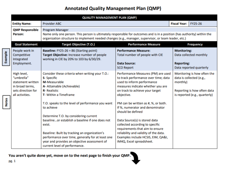 Qm Proposal Example Quality Management Planning and Implementation Documents – MyODP