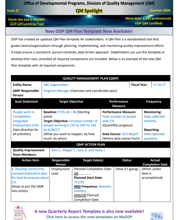 Qm Proposal Example Quality Management Planning and Implementation Documents – MyODP